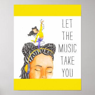 Poster Deixe A Música Te Levar A Citar A Pintura De Aquar
