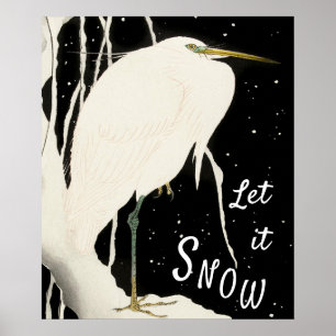 Poster Deixe-a nevar - Snowy Heron - Vintage Art - 20 -