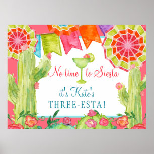 Poster Deixe Fiesta Cactus Flower aniversário de 3 anos