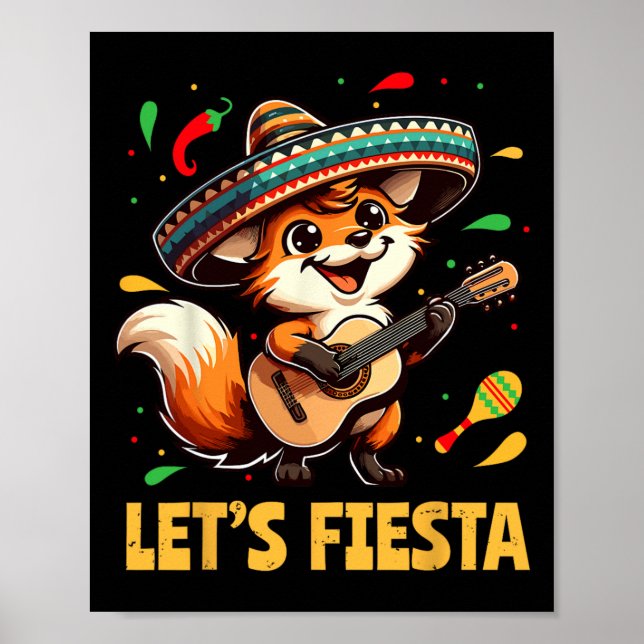 Poster Deixe Fiesta Fox Sombrero Cinco De Mayo Kid Mexica (Frente)