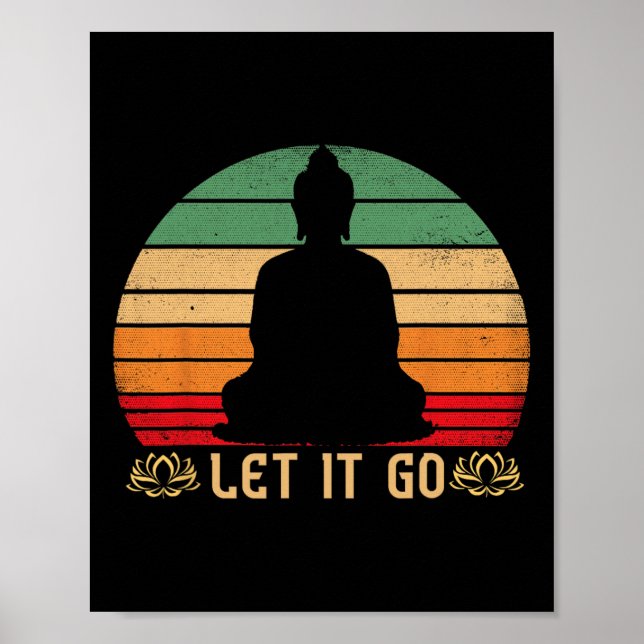 Poster Deixe Ir Meditação Buda Vintage Zen Budista (Frente)