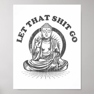 Poster Deixe Isso Ir Buda Engraçado Academia E Yoga