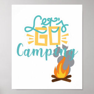 Poster Deixe-nos ir fogueira e Campouts de acampamento