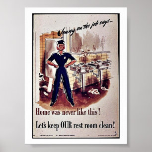 Póster Deixe-nos manter nossa sala de resto limpa!
