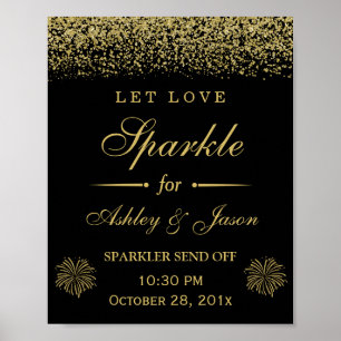 Poster Deixe o amor rebolar sinal de casamento Dourado co