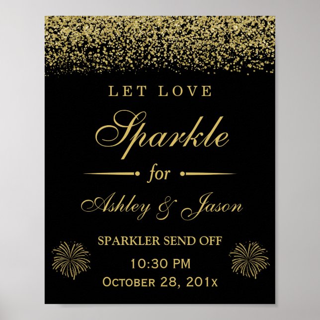 Poster Deixe o amor rebolar sinal de casamento Dourado co (Frente)