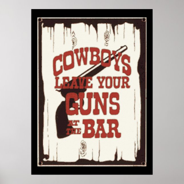 Poster Deixe-O Arma No Bar Cowboy. (Frente)