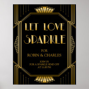 Poster Deixe o art deco do sinal Gatsby do casamento da