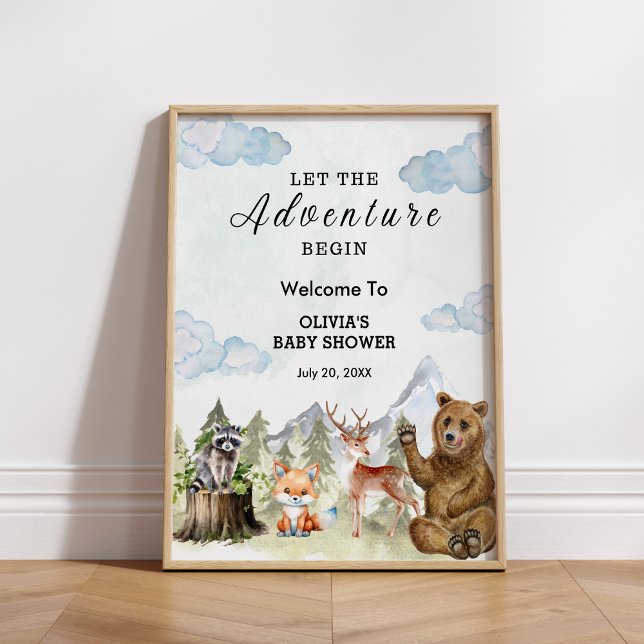 Poster Deixe o Chá de fraldas Adventure iniciar (Let the Adventure Begin Boy Baby Shower Welcome Sign )