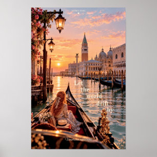 Poster Deixe o Mundo Flutuar Por Veneza Itália Pôr do Sol