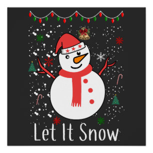 Póster Deixe-o nevar o boneco de neve de Natal