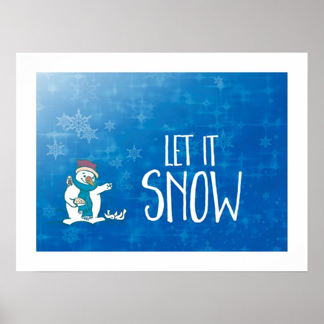 Poster Deixe-o nevar Snowman alimentando pássaros (Frente)