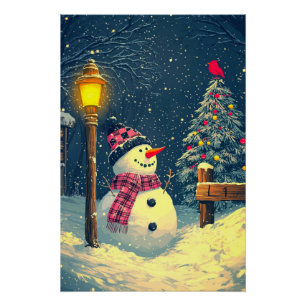 Póster Deixe-O Neve! Feliz Natal Snowman