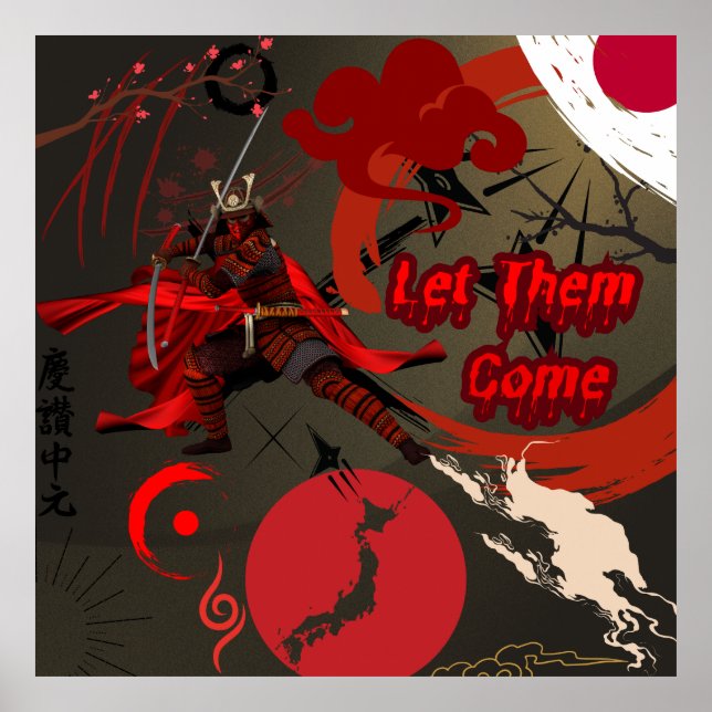 Poster Deixe-os vir, guerreiro japonês Samurai (Frente)