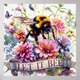 Poster Deixe que seja – Aquarela Abelha Floral de Primave