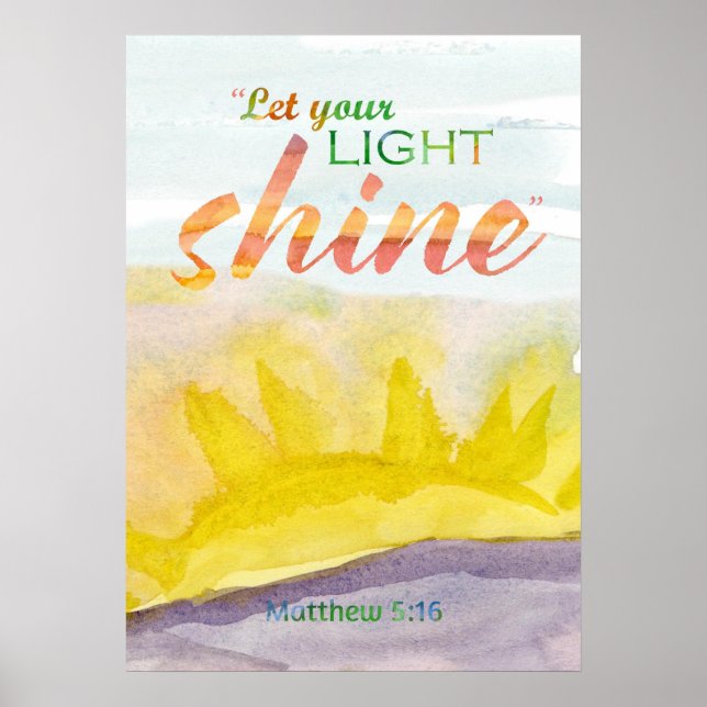 Poster Deixe Sua Luz Brilhar Encorajamento Bíblico  (Frente)