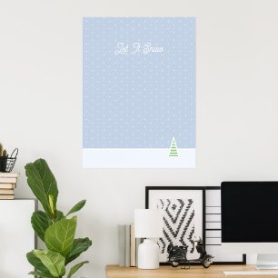 Poster Deixem-na nevar Bolinhas azuis de gelo de árvore d