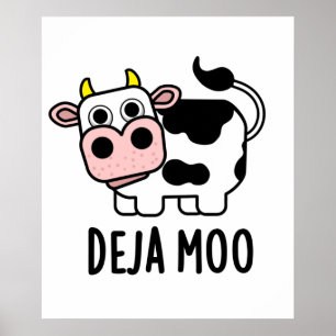 Poster Deja Moo Cute Cow Pun