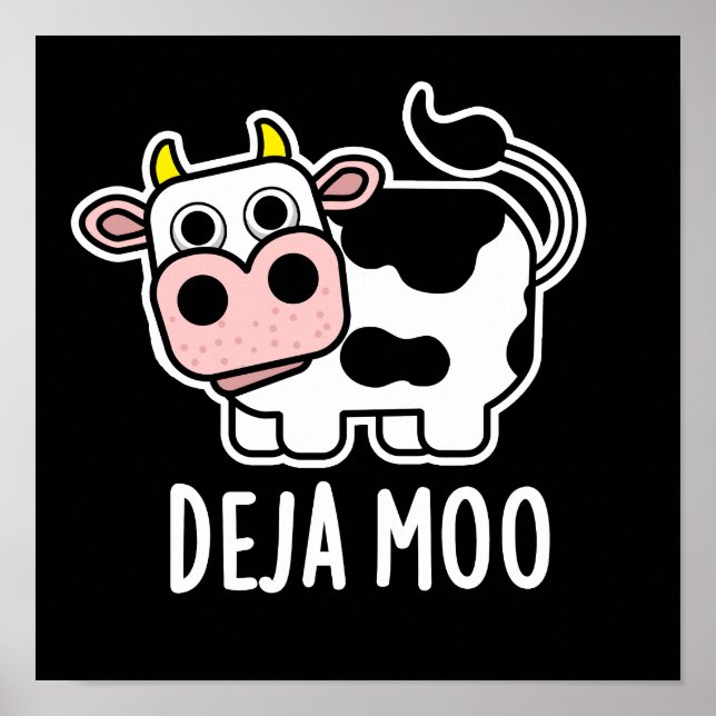 Poster Deja Moo Funny Cow Pun Dark BG (Frente)