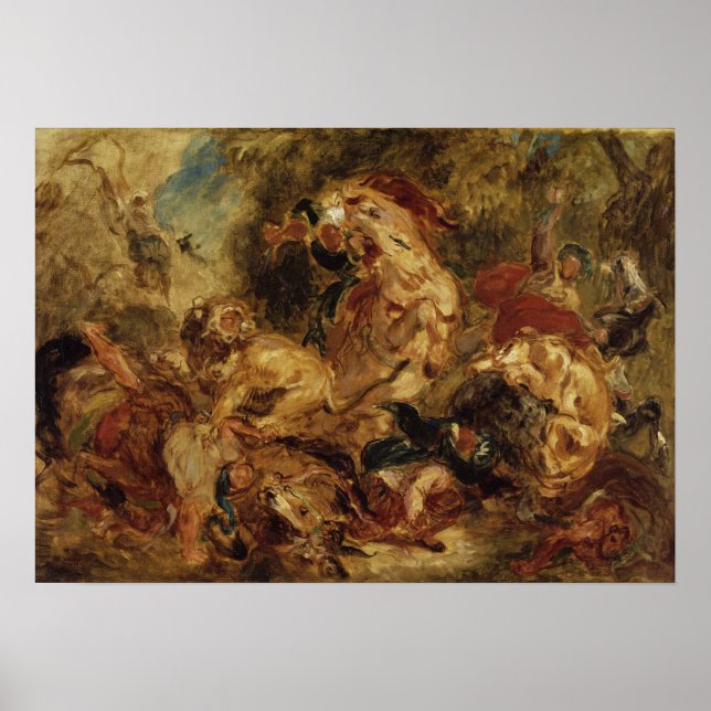 Poster Delacroix - A Caça ao Leão (Frente)