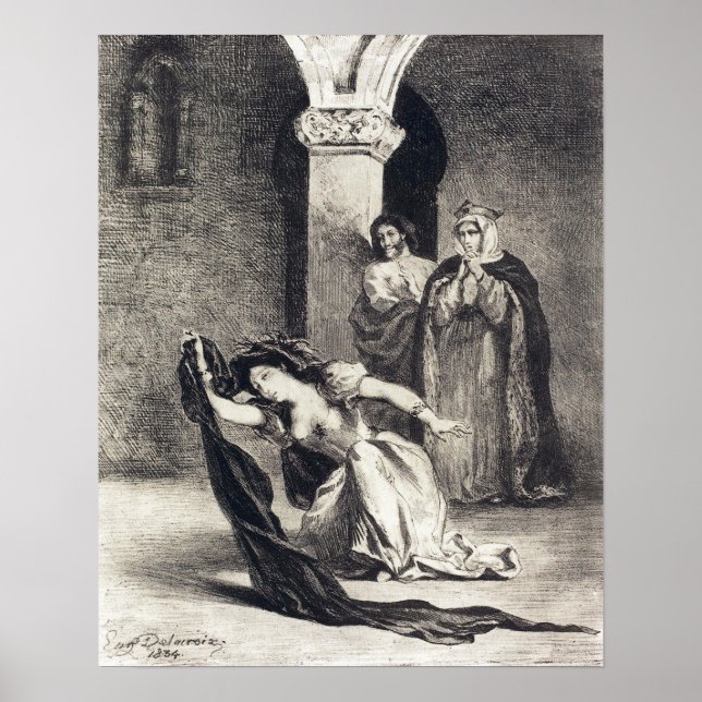 Poster Delacroix - A Canção de Ofélia (Ato IV Cena V) … (Frente)