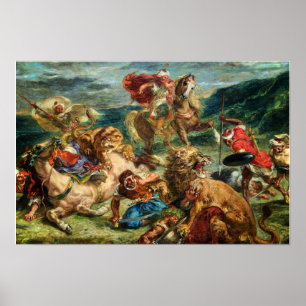Poster Delacroix - Caça ao Leão