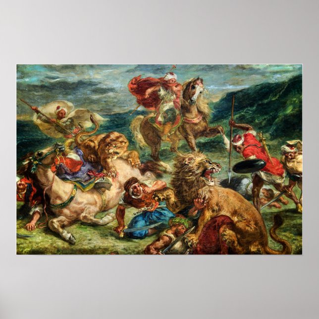 Poster Delacroix - Caça ao Leão (Frente)