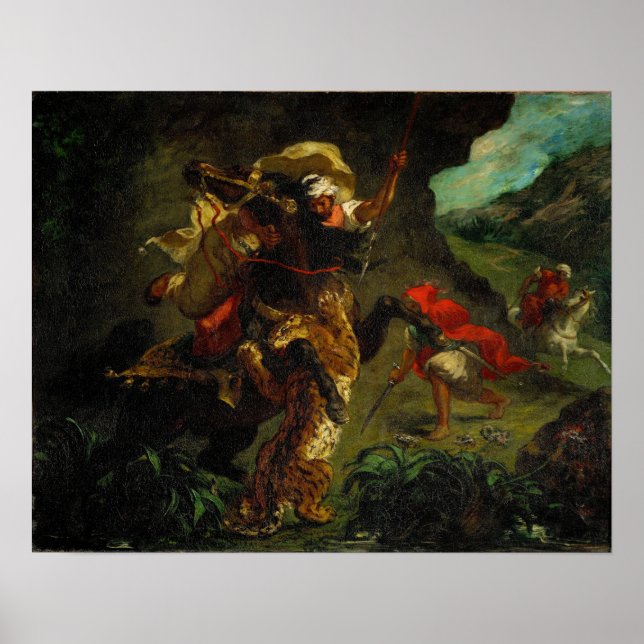 Poster Delacroix - Caça ao Tigre 1854 (Frente)