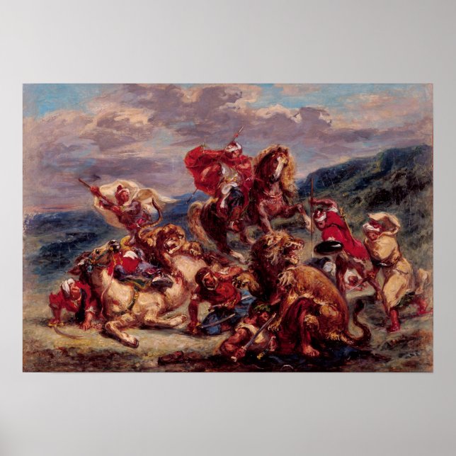 Poster Delacroix - Estudo Sobre A Galinha De Ruas De Caça (Frente)