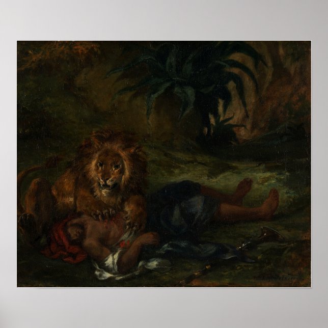 Poster Delacroix - Leão Devorando Um Árabe 1847 (Frente)