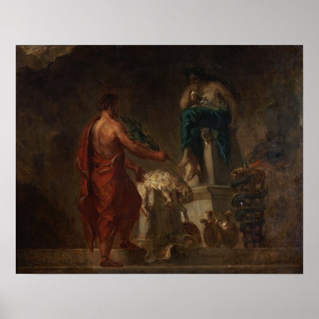 Poster Delacroix - Lícurgo Consultando a Pítia (Frente)