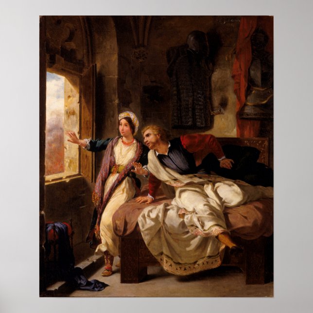 Poster Delacroix - Rebeca e o Ferido Ivanhoé (Frente)