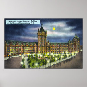 Póster Delaware e Hudson Co. Edifício à Noite