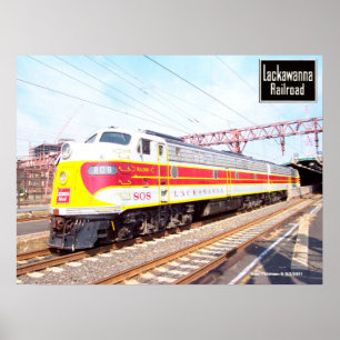 Póster Delaware Lackawanna e locomotiva ocidental 808