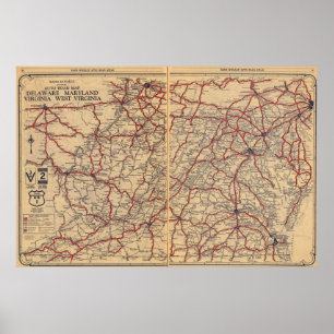 Poster Delaware, Maryland, Virgínia, West Virginia
