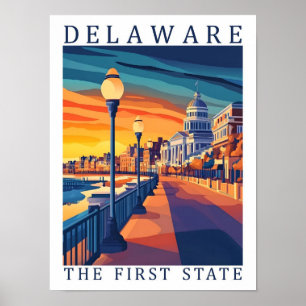 Poster Delaware, o primeiro Estado EUA Viagem Place