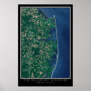 Poster Delaware Seashore Do Mapa Do Satélite Espacial