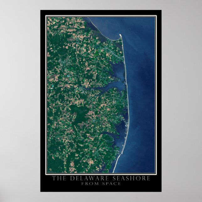 Poster Delaware Seashore Do Mapa Do Satélite Espacial (Frente)