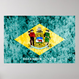 Poster Deleware State Flag Grunge