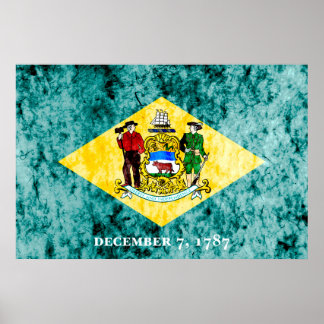 Poster Deleware State Flag Grunge
