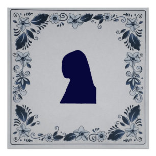 Póster Delft Blue azulejo Girl with a Pearl Earring