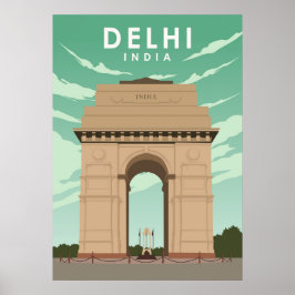 Poster Delhi India Illustration Travel