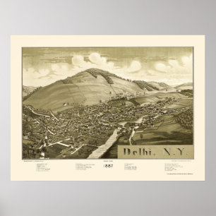 Poster Deli, mapa panorâmico de NY - 1887