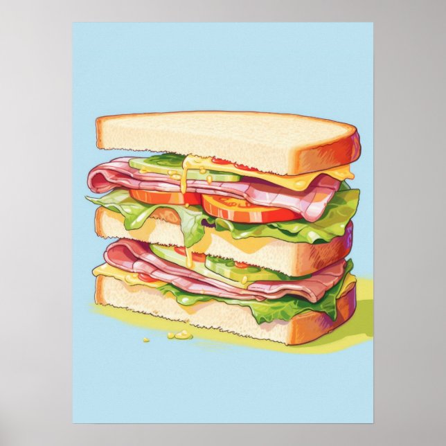 Poster Deli Sandwich Deli Empilhado Delight (Frente)