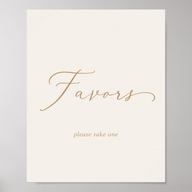 Poster Delicada Caligrafia Dourada | Favors de Casamento  (Frente)