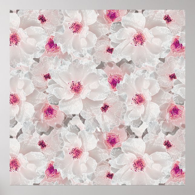 Poster Delicar floral branco e rosa (Frente)