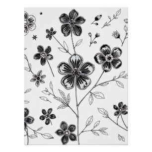 Póster Delicar Flores e Folhas Finas