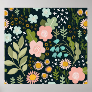 Poster Delicate Floral: Bela Vintage Sem Olhos.