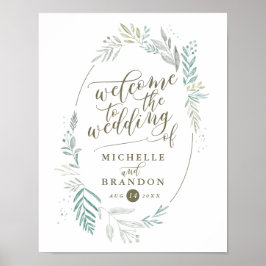 Poster Delicate Greenery | Sinal de boas-vindas de casame