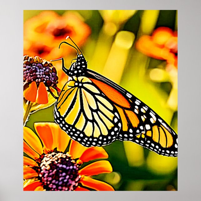 Poster Delicate Monarch Butterfly Bloom Design (Frente)